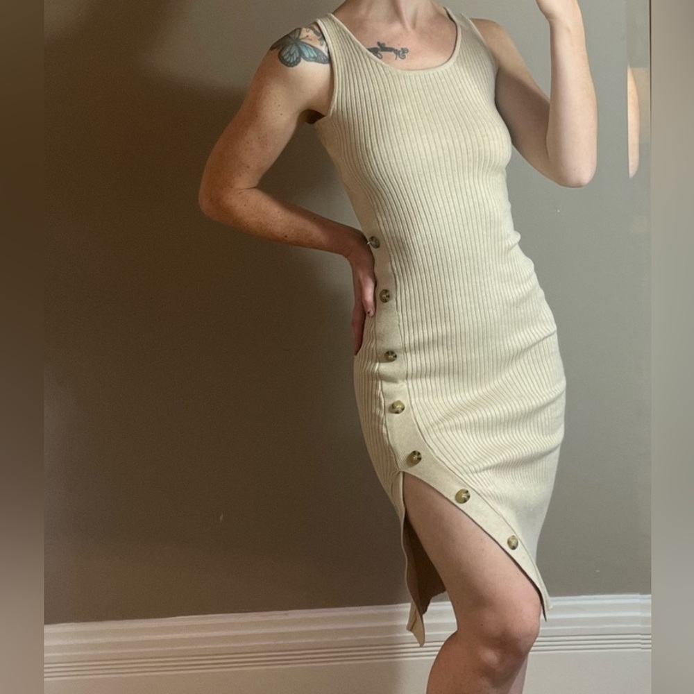 Hippie Rose Olive Ribbed Midi Dress